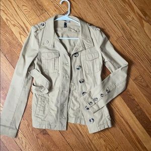 H & M short “trench” jacket with tie waist